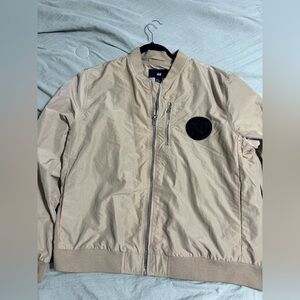 H&M Beige Bomber Jacket with Patch